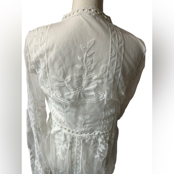 WHITE lace gorgeous white boho maxi dress size small long sleeve NWOT - Picture 6 of 13